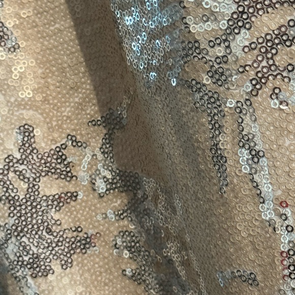 Aidan by Aidan Mattox Elegant Cream and Silver Sequin Backless Mini Dress - Picture 3 of 9